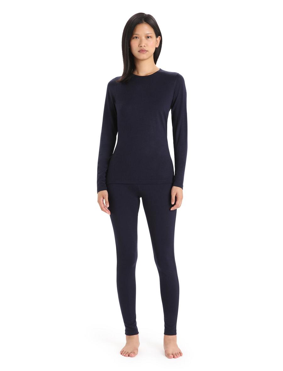 Midnight Navy Women's Icebreaker Merino 200 Oasis Long Sleeve Crewe Thermal Top One Piece & Sets | USA 1766KORI